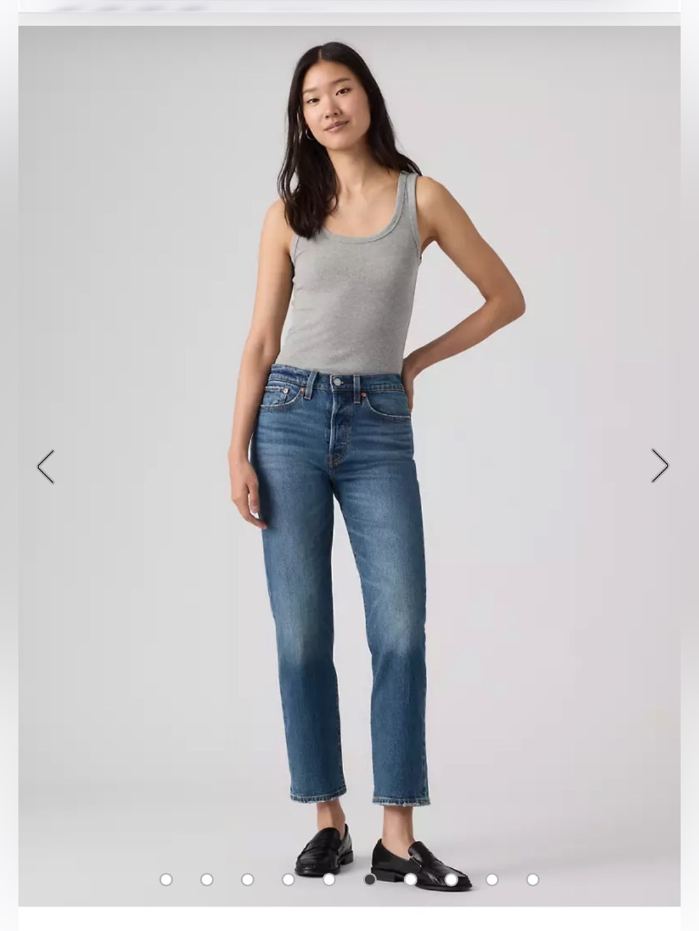 Levi's Wedgie Straight Jeans — Light Blue Denim with Contrast Stitching